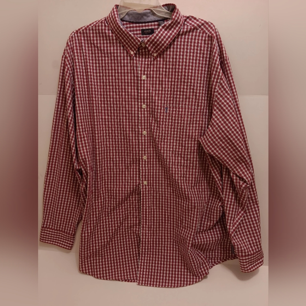 BUTTON DOWN RED/WHITE SHIRT TALL SIZE 3XL